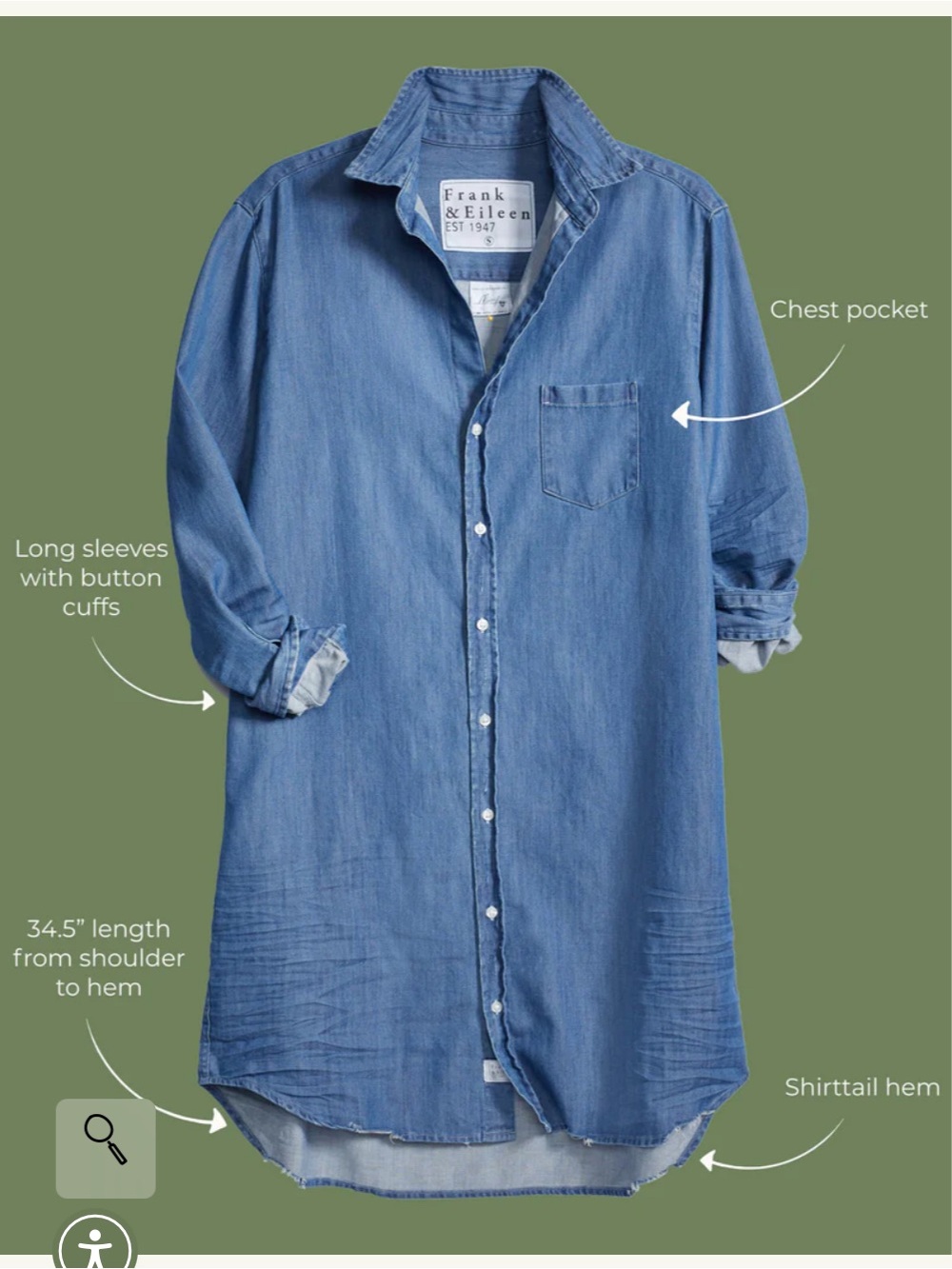 frank and eileen mary dress xl denim